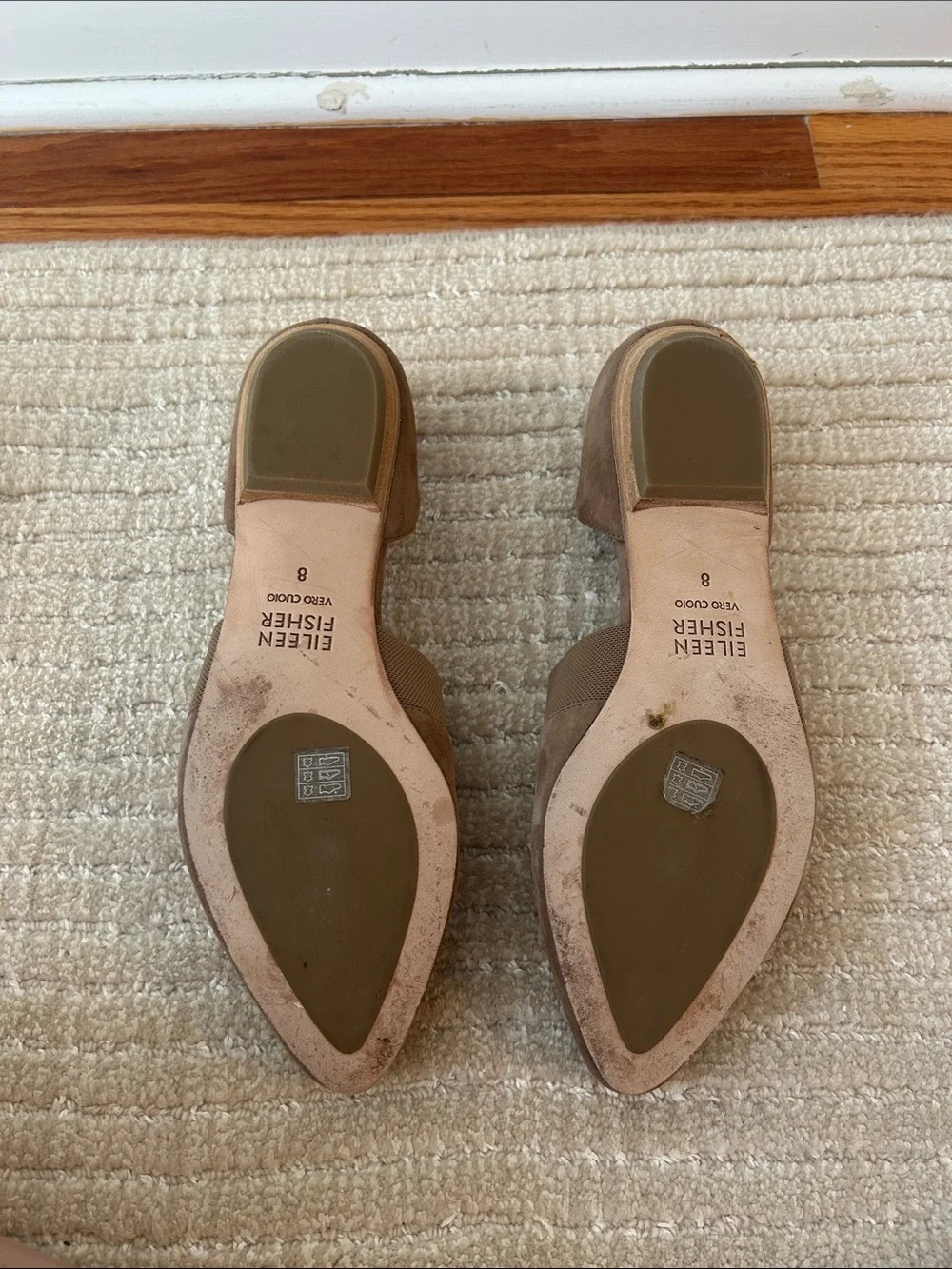 Eileen Fisher Taupe Suede D’Orsay Pointed Flats